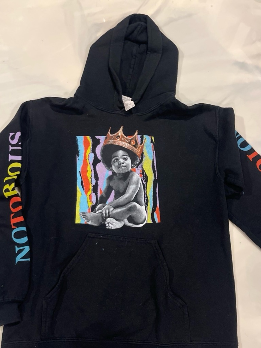 Black Pullover Notorious BIG Hoodie with Crown Baby Artwork
